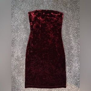 Garage Burgundy Velvet Strapless Dress